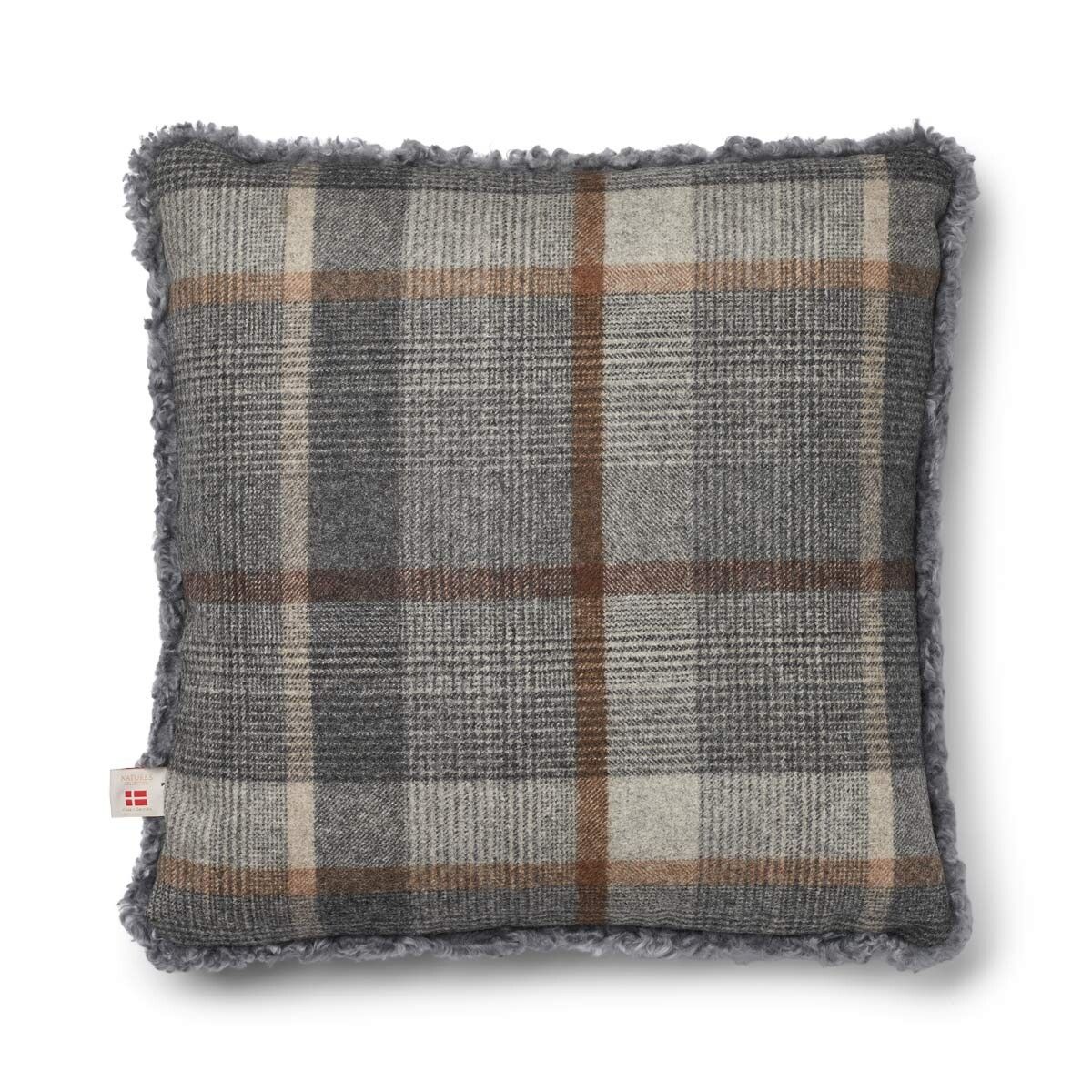 Checked Collection | Uldpude | Korthåret | 52x52 cm | 34x52 cm Glencheck-Grå/Lysegrå