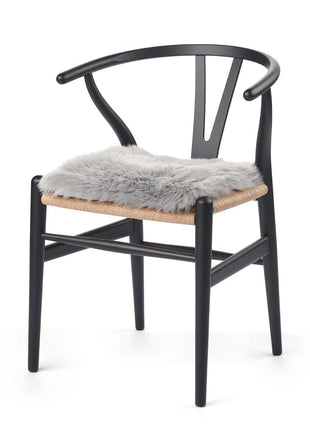 Sædehynde | Lammeskind | Langhåret | 37x37 cm Lysegrå