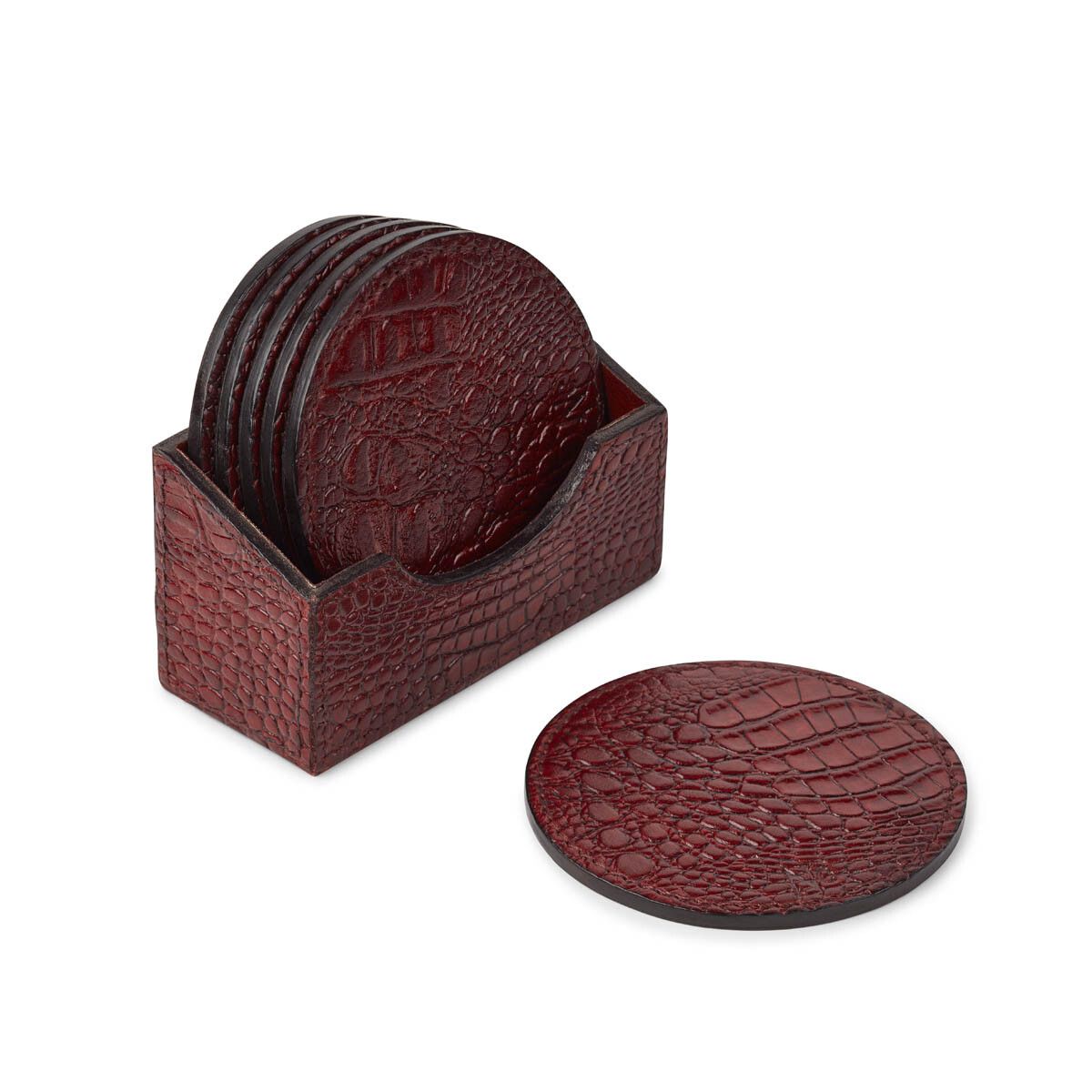 Croco Coaster | Kalvelæder | 6 stk | Ø10 cm