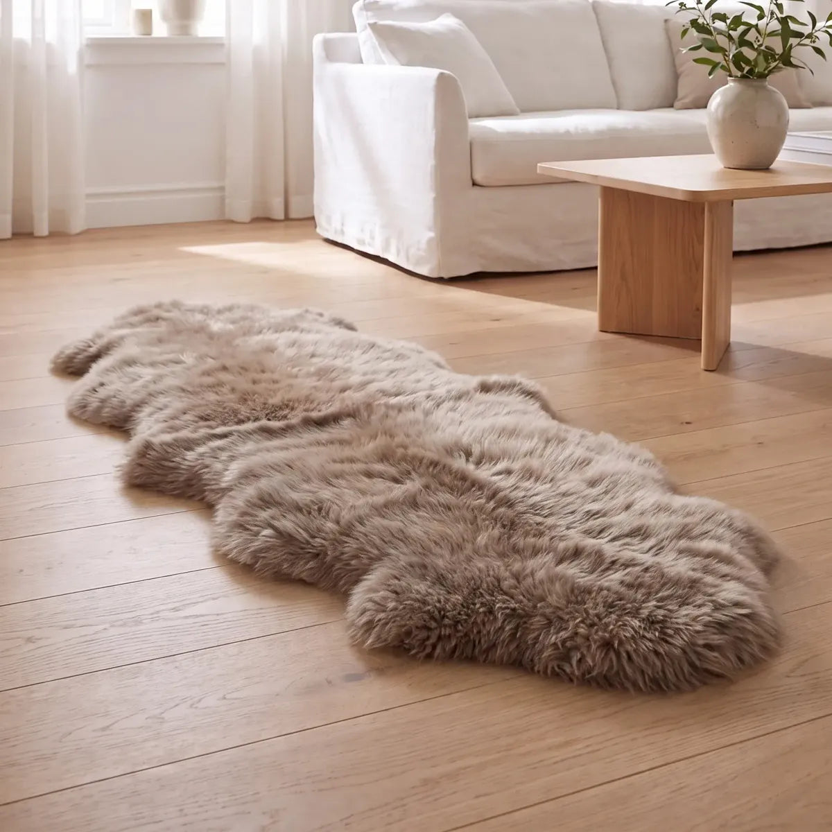 Dobbelt Lammeskind | Langhåret | 170x60 cm Taupe
