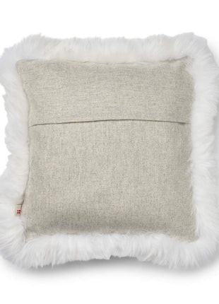 Pude af uld | Langhåret | 52x52 cm | 34x52 cm Sølv / Hvid