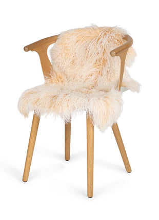 Lammeskind premium | Krøllet | Tibet | 85x50 cm Gylden Hvid