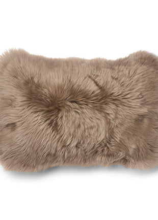 Lammeskindspude | Langhåret | 34x52 cm Beige / Lysebrun