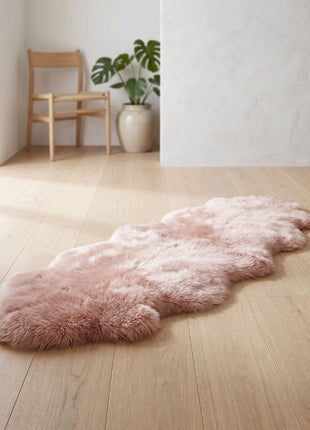 Dobbelt Merino Lammeskind | Langhåret | 170x60 cm Rosa