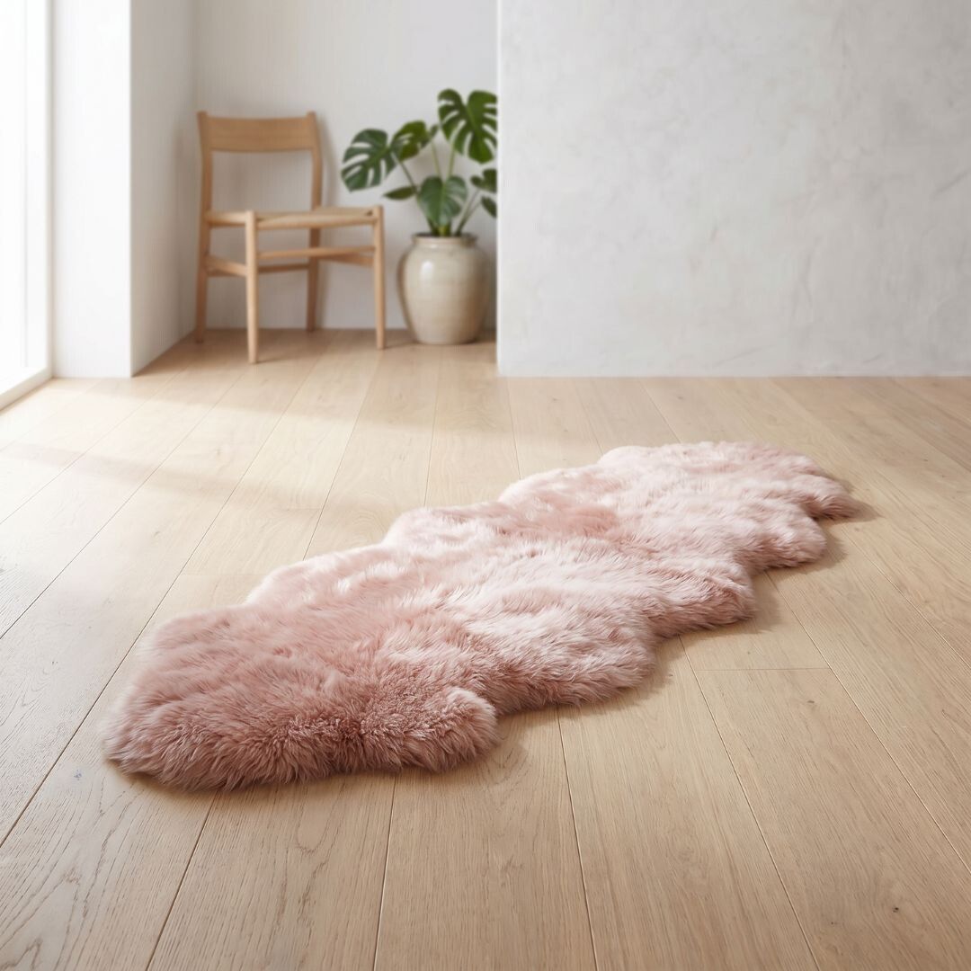 Dobbelt Lammeskind | Langhåret | 170x60 cm Rosa