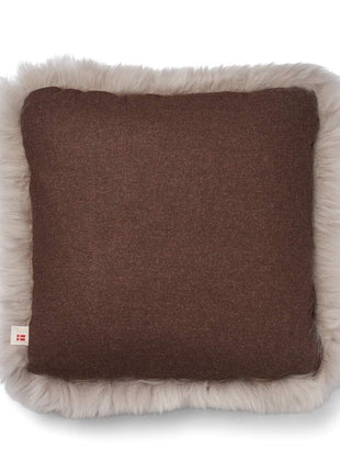 Lammeskindspude | Langhåret | 52x52 cm Brun / Dove