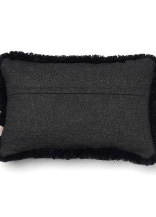 Lammeskindspude | Korthåret | 34x52 cm Koksgrå / Sort