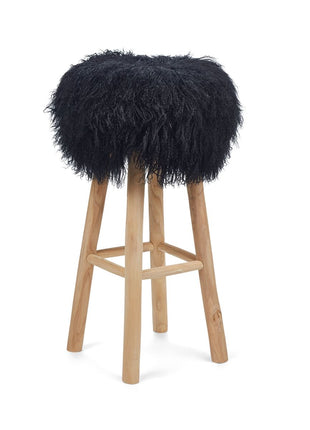 Betræk til barstol/skammel | Krøllet | Tibet | D35 cm Sort