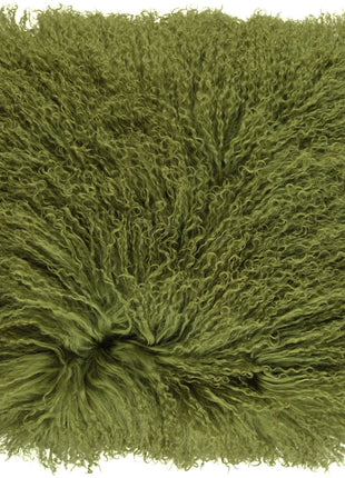 Lammeskindspude | Langhåret | 40x40 cm Grøn