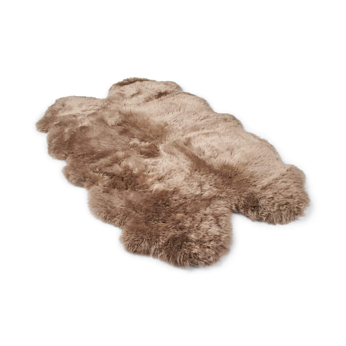 Lammeskindstæppe | 4 Lammeskind | Langhåret | 170x110 cm Taupe