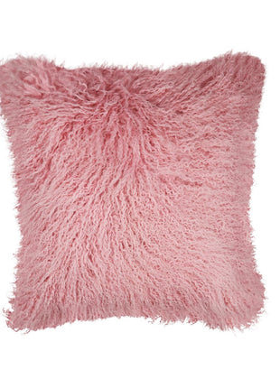 Lammeskindspude | Krøllet | Tibet | 50x50 cm Rosa