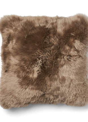 Pude af uld | Langhåret | 52x52 cm Kakao – Mørkebrun / Lysebrun