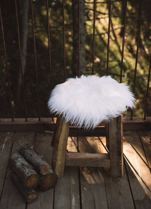 Sædehynde | Lammeskind | Langhåret | D34 cm Sort