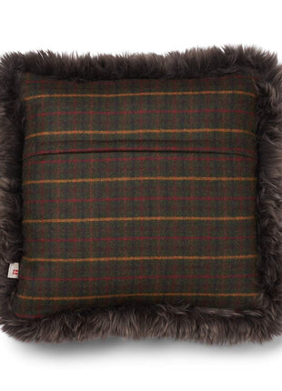 Dobbeltsidet pude | Langhåret | 52x52 cm Tern Mørkegrøn / Valnød