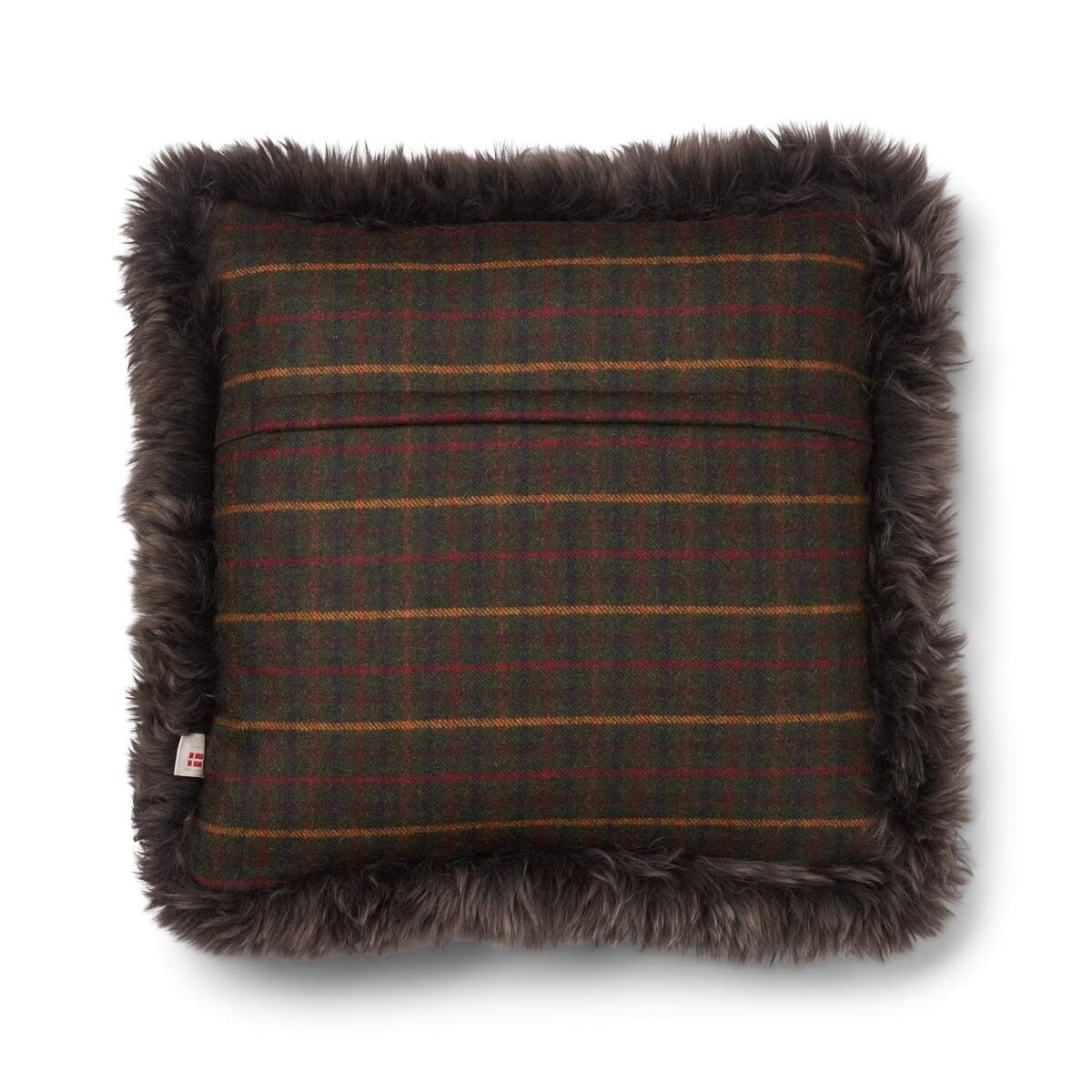 Checked Collection | Uldpude | Langhåret | Dobbeltsidet | 52x52 cm | 34x52 cm Kilberry Fir-Mørkegrøn/Valnød