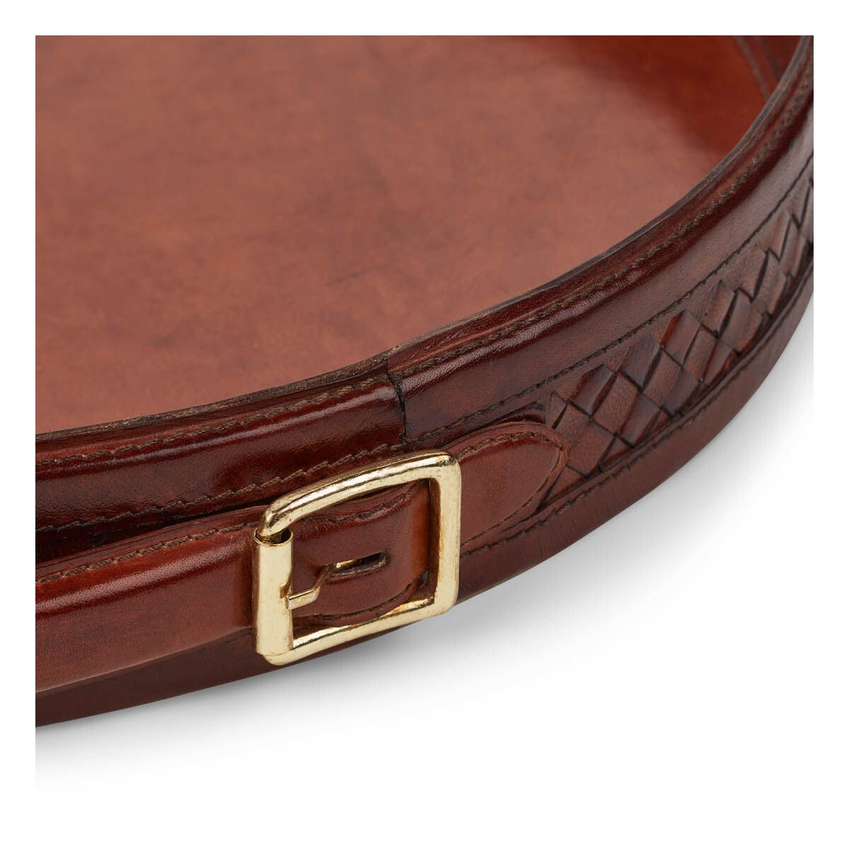 Bakke med håndtag | Kalvelæder | D42 cm Camel
