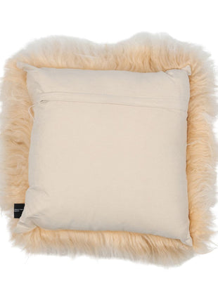 Lammeskindspude | Langhåret | 40x40 cm Gylden Hvid