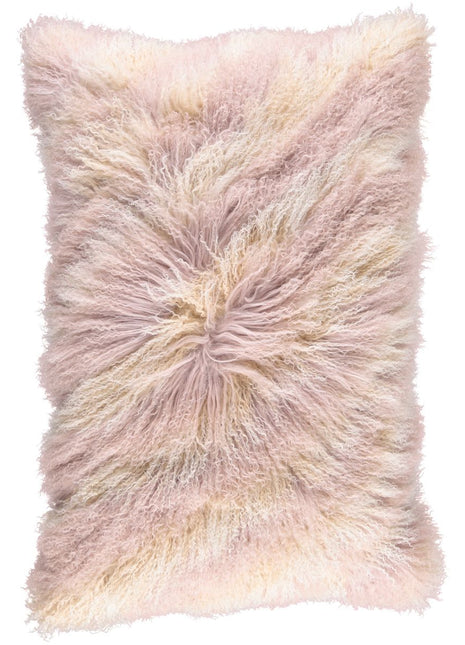 Lammeskindspude | Langhåret | 60x90 cm Gylden Hvid / Dove