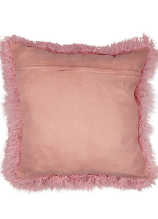 Lammeskindspude | Krøllet | Tibet | 50x50 cm Rosa