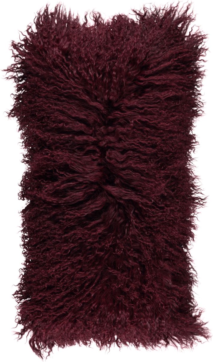 Lammeskindpude | Krøllet | Tibet | 28x56 cm Bordeaux