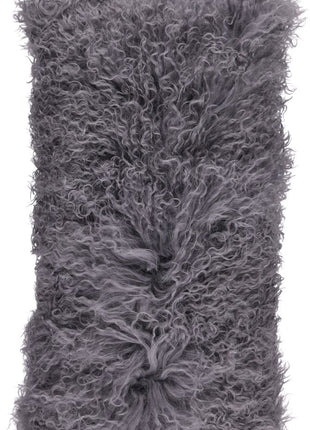 Lammeskindspude | Langhåret | 28x56 cm Mørkegrå