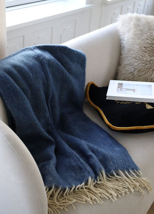 Uldplaid | Mohair | 130x170 cm Blågrå