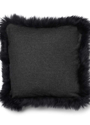 Pude af uld | Langhåret | 52x52 cm | 34x52 cm Koksgrå / Sort