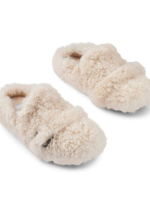 Fluffy Curly Slippers Natur