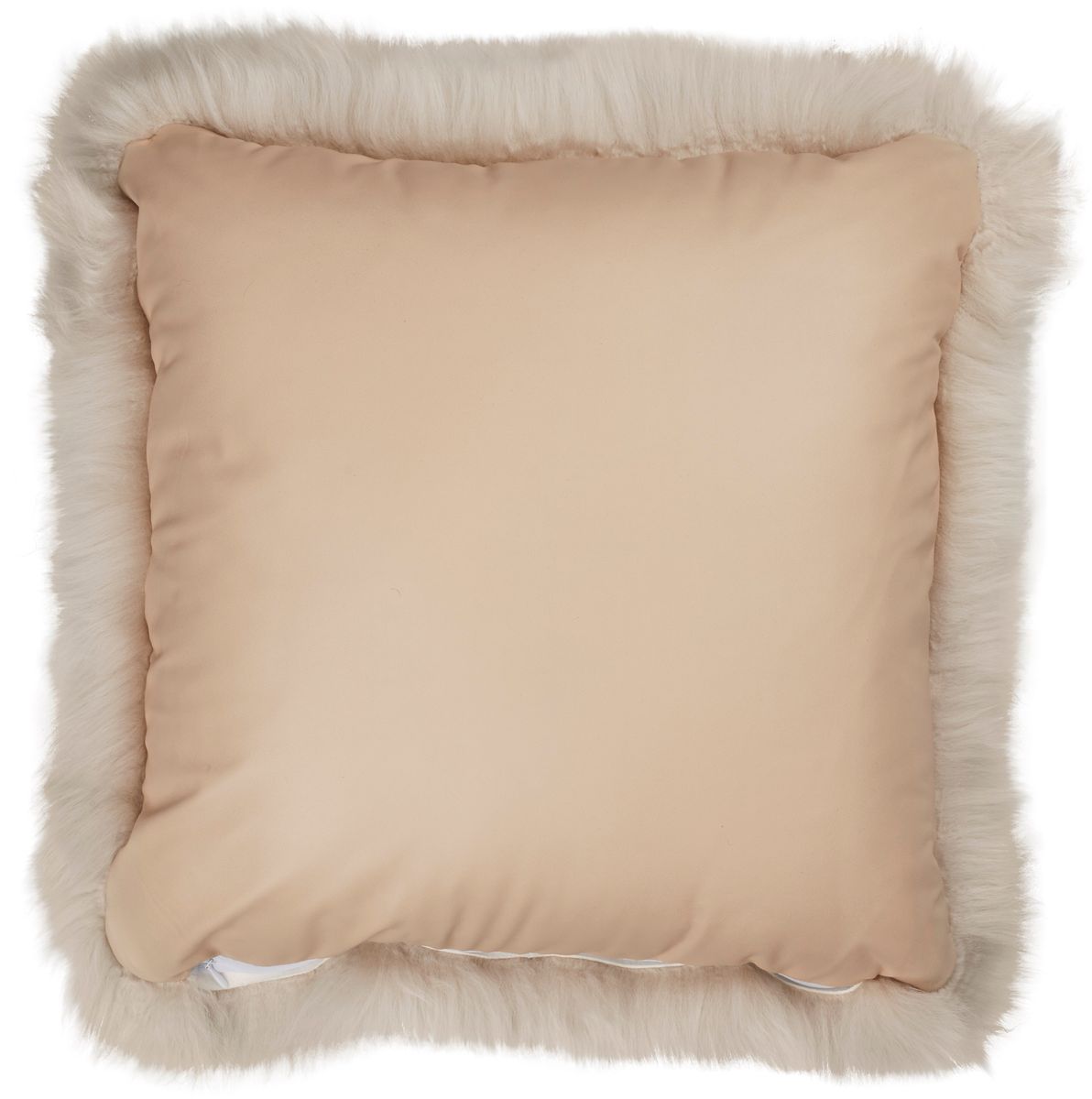 Lammeskindspude | Langhåret | New Zealand | Lædebagside | 50x50 cm Beige