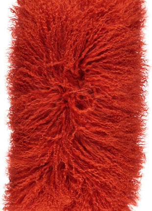 Lammeskindspude | Langhåret | 28x56 cm Pangorange