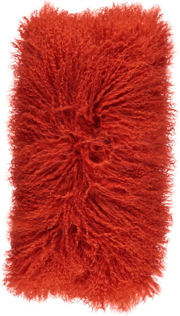 Lammeskindpude | Krøllet | Tibet | 28x56 cm Pangorange