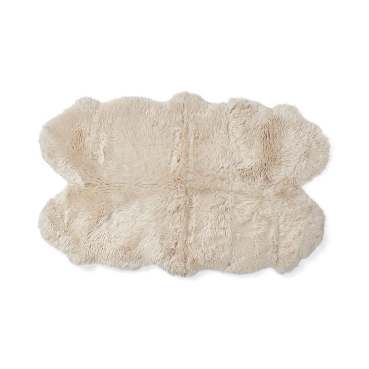 Lammeskindstæppe | 4 Lammeskind | Langhåret | 170x110 cm Beige
