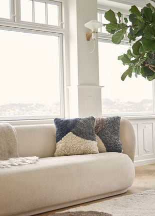 Lammeskindspude | PATTERN | Korthåret | 45x45 cm Lysebrun / Grå / Beige