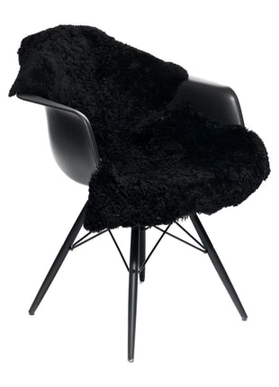 Premium Lammeskind | Korthåret | Krøllet | 100x60 cm Sort