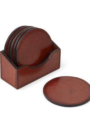 Coaster | Kalvelæder | 6 stk | D10 cm