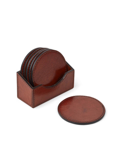 Coaster | Kalvelæder | 6 stk | D10 cm