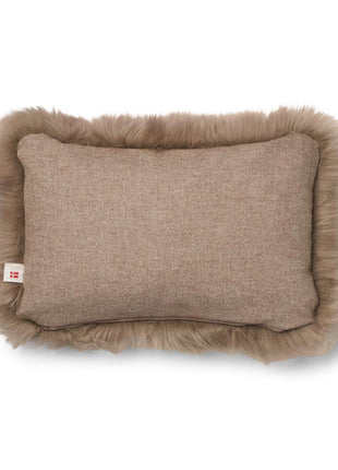 Lammeskindspude | Langhåret | 34x52 cm Beige / Lysebrun