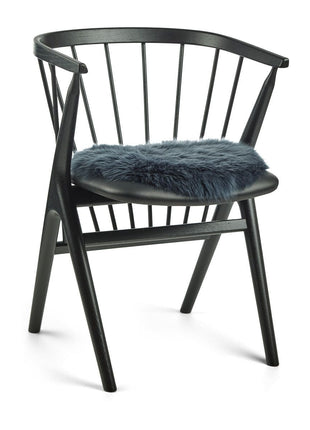 Sædehynde | Lammeskind | Langhåret | D38 cm Marineblå