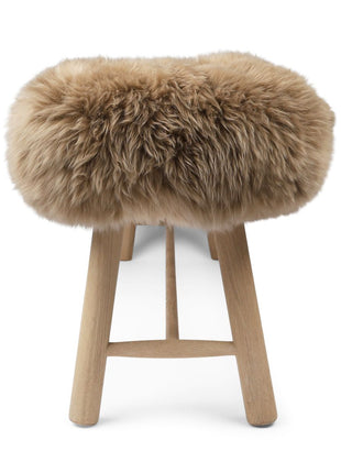 Bænk med lammeskind | Egetræ Taupe