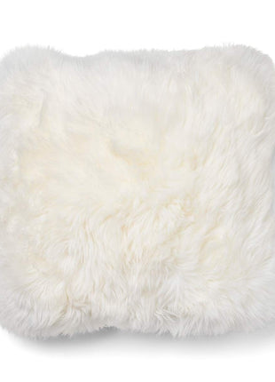 Pude af uld | Langhåret | 52x52 cm Tern / Beige / Hvid