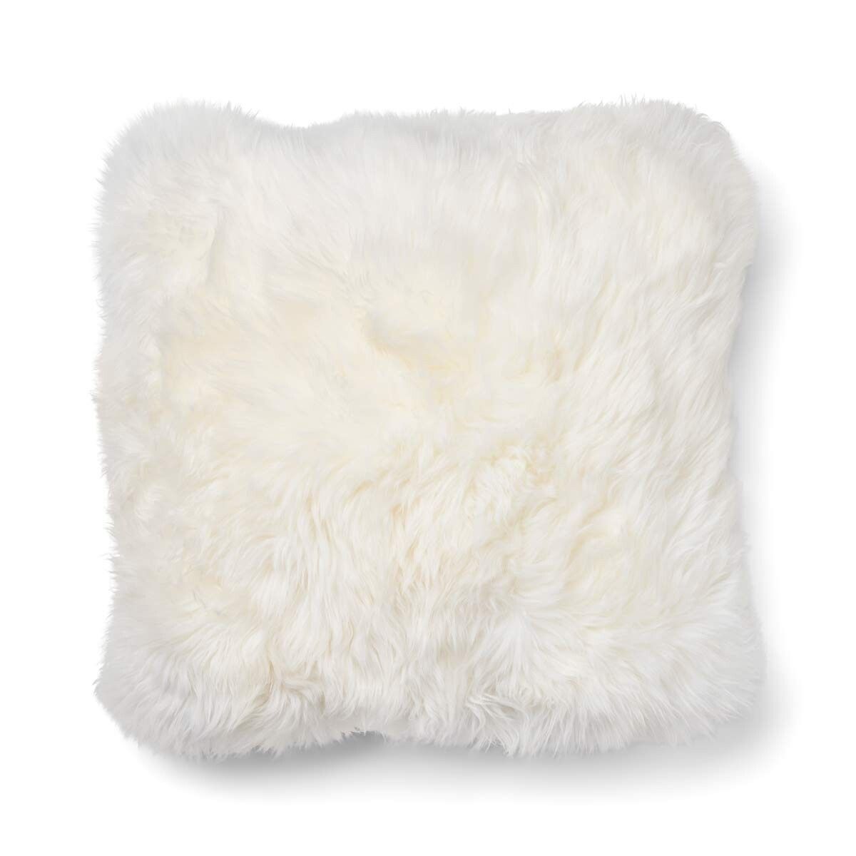 Checked Collection | Uldpude | Langhåret | 52x52 cm | 34x52 cm Havregryn-Beige/Hvid