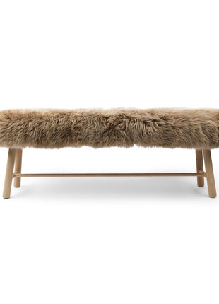 Bænk med lammeskind | Egetræ Taupe