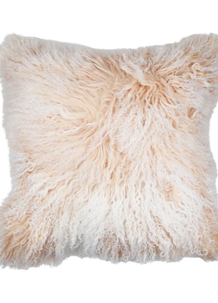 Lammeskindspude | Krøllet | Tibet | 50x50 cm Gylden Hvid