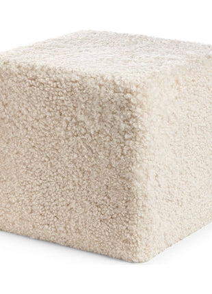 Puf | Lammeskind | Korthåret | 40x40x35 cm Beige