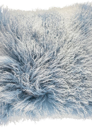 Lammeskindspude | Snow | Langhåret | 60x60 cm | 40x40 cm Blå / Hvid