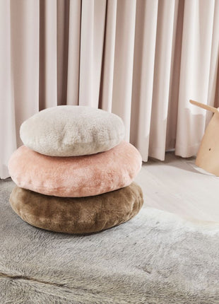 Lammeskindspude | Velvet | Moccasin | Ø45 cm | Ø62 cm Beige