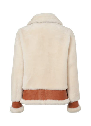 Annalon Jakke Læder brun / Hvid