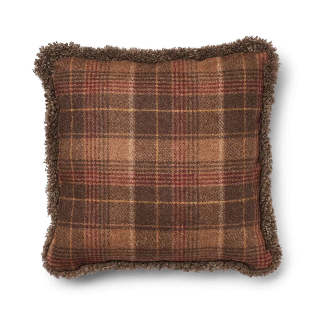 Checked Collection | Uldpude | Korthåret | Dobbeltsidet | 52x52 cm | 34x52 cm Kakao–Mørkebrun/Taupe