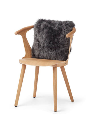 Lammeskindspude | Langhåret | 40x40 cm Mørkegrå