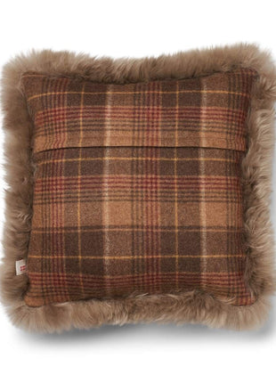 Dobbeltsidet pude | Langhåret | 52x52 cm Kakao – Mørkebrun / Lysebrun